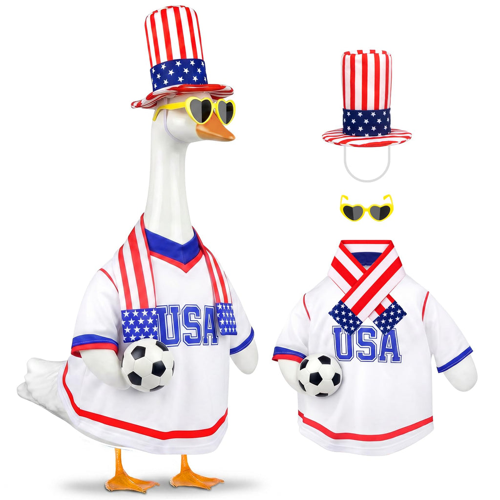 USA Soccer Porch Goose Outfit Summer Sport Fan Goose Clothes Game Day Decor