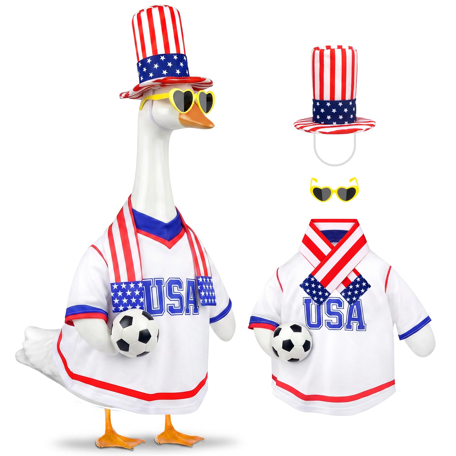 USA Soccer Porch Goose Outfit Summer Sport Fan Goose Clothes Game Day Decor