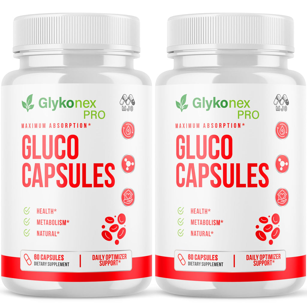 (2 Pack) Gluco Capsules, Official Glykonex Pro Gluco Pills with All Natural Ingredients, Maximum Strength Glykonix Supplement Vitamins Supporting Optimal Wellness and Health Naturally (120 Capsules)