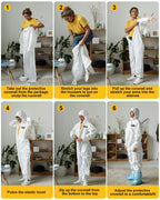 YIBER Hazmat Suit Disposable Coverall | Full Body Painters Suit in 7 Sizes with Multiple Specifications for Men & Women - Medium, White, 25