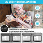 Rechargeable 5X Magnifying Glass for Reading, Large Bright Full Page Magnifier with Light, Handheld LED Dimmable Lighted, Lightweight Book Magnifier for Reading Small Prints Seniors Low Vision