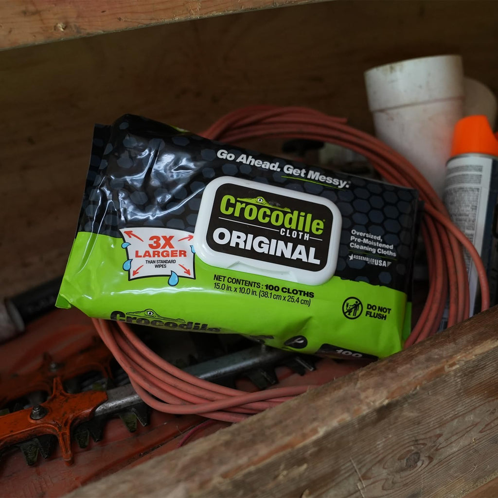 Crocodile Cloth Original Heavy-Duty Hand & Tool Wipes, 100 Count