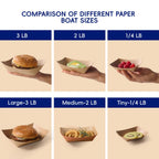 JOLLY CHEF 250 Pack 1/4 Lb Paper Food Trays, Mini Disposable Boat for Gameday, Paper Food Serving Tray for Snack Dessert Taco Nacho (Tiny)