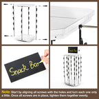 PUERSI Wooden Chip Rack Display Stand, 5 Tiers 40 Clips Rotating Snack Rack for Office Countertop, Snack Organizer Chip Storage Candy Display for Concession, Party, Retail, with Message Board - White