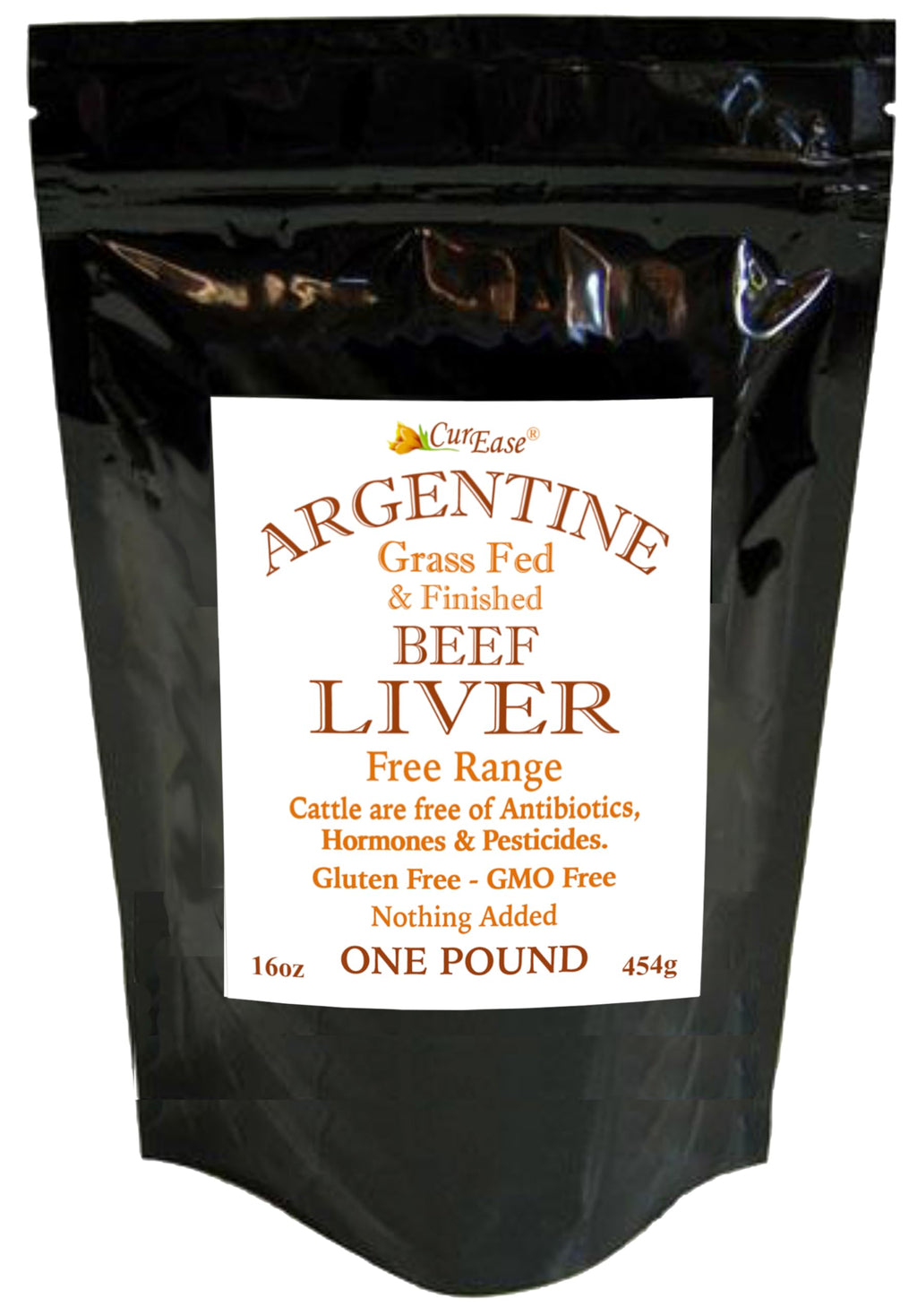 CurEase Argentine Grass Feed Beef Liver Powder Undefatted Desiccated (dried) Pesticide and Hormone Free 1lb One Pound (453grams) 908 Servings