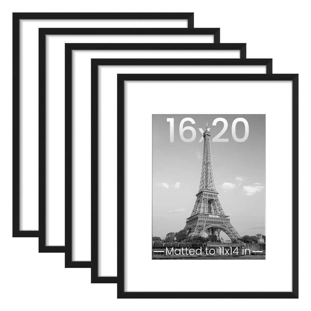 upsimples 16x20 Picture Frame, Gallery Wall Frames Set of 5, Black
