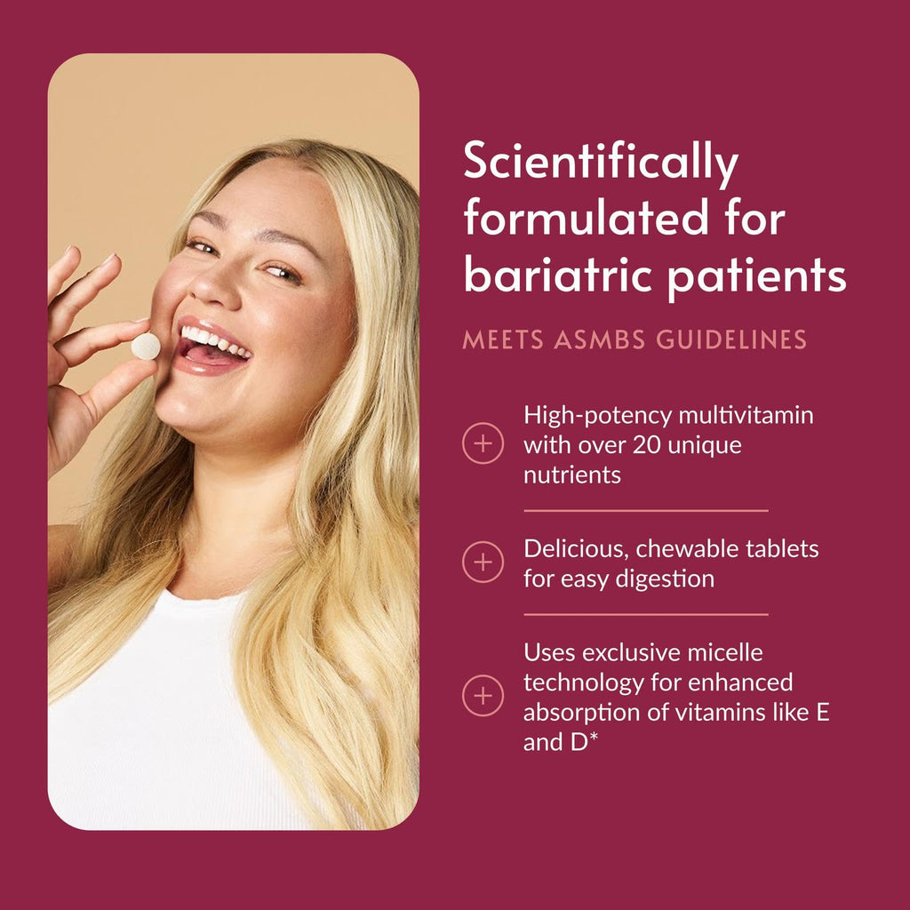 Bariatric Advantage Chewable Advanced Multi EA - High Potency Daily Multivitamin with Iron for Bariatric Surgery Patients - Strawberry Flavor - 60 Count