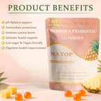 MATOP Women’s Probiotic Pineapple Gummies – Gut Health & Daily Digestive Wellness, Vegan Sugar-Free, 60 Count