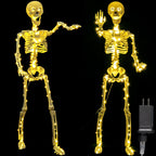 wymulot 2 Pack 40 Inches Plug Operated 400 LED Light Up Halloween Skeleton Full Body Posable Movable Jonints for Halloween Decoration Décor