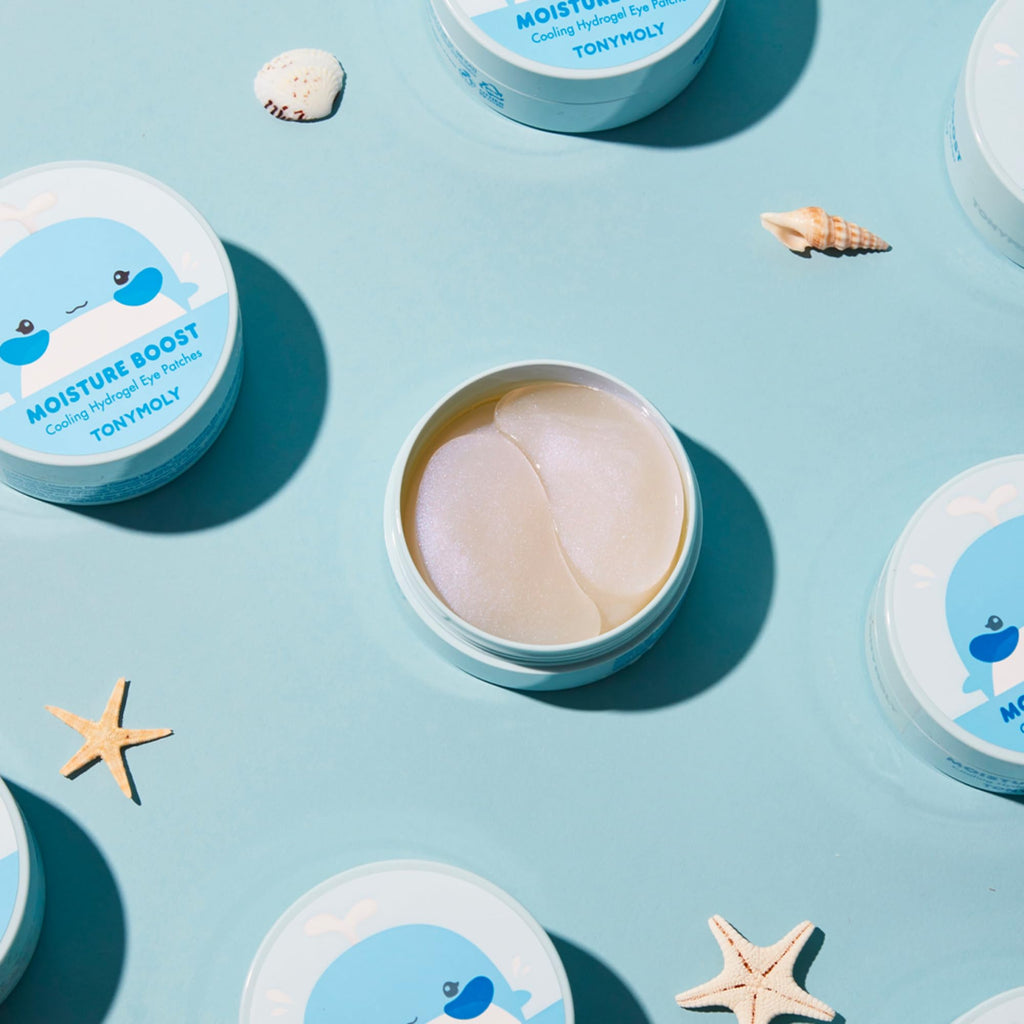 TONYMOLY Moisture Boost Cooling Hydrogel Eye Patches – Hydrating & Refreshing Under Eye Patches with Hyaluronic Acid, Spirulina & Plankton, 30 Pairs