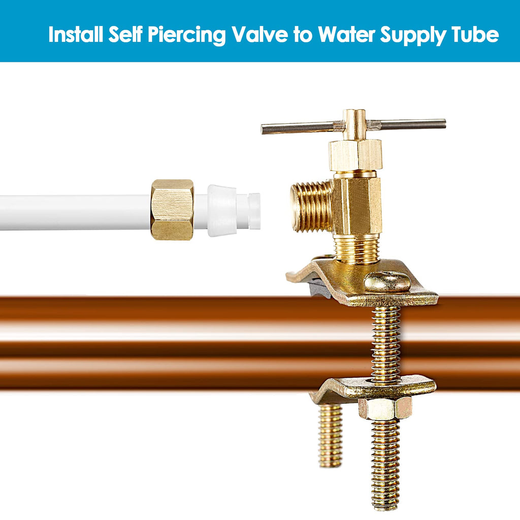 Ice Maker Water Line Kit - Food Grade Refrigerator/Fridge Water Line Kit,25FT 1/4In O.D.Water Line with Self Piercing Valve and Quick Fittings, for Adding a branch waterway to Refrigerator/Ice Maker