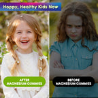 Center-Filled Kids Magnesium Gummies - Magnesium Glycinate Gummies for Kids & Adults with L-Theanine, Chamomile, Licorice, Vitamin D, B6 for Sleep, Relaxation, Brain & Muscle - Sugar Free Apple & Kiwi