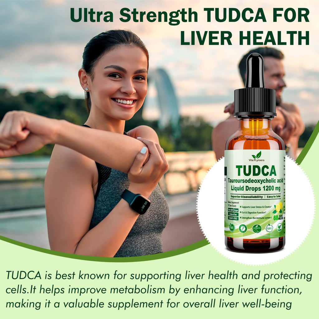 2 Pack Pure TUDCA Bile Salts Liquid Drops 1200mg (Tauroursodeoxycholic Acid) Premium Liver Support, Bile Flow & Gallbladder Cleanse Supplement丨High Absorption Liquid