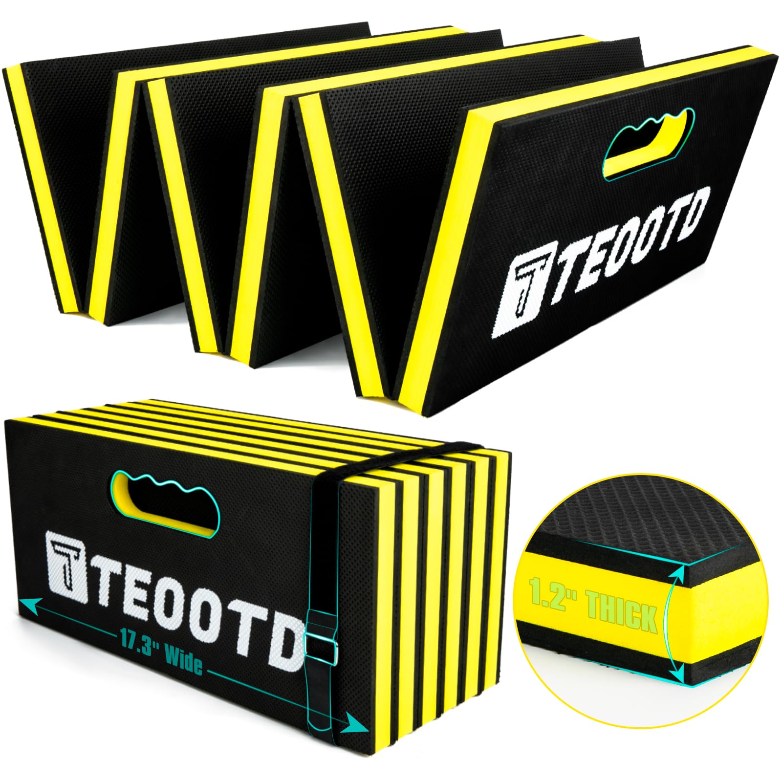 1.2" Extra Thick Foldable Mechanic Kneeling Pad with Handle & Storage Belt, 5 Fold Multi-Use Comfortable EVA Foam Cushion Mat for Workshop,Repairing,Gardening,Yardwork,Camping,Fitness,47.3x17.3x1.2"