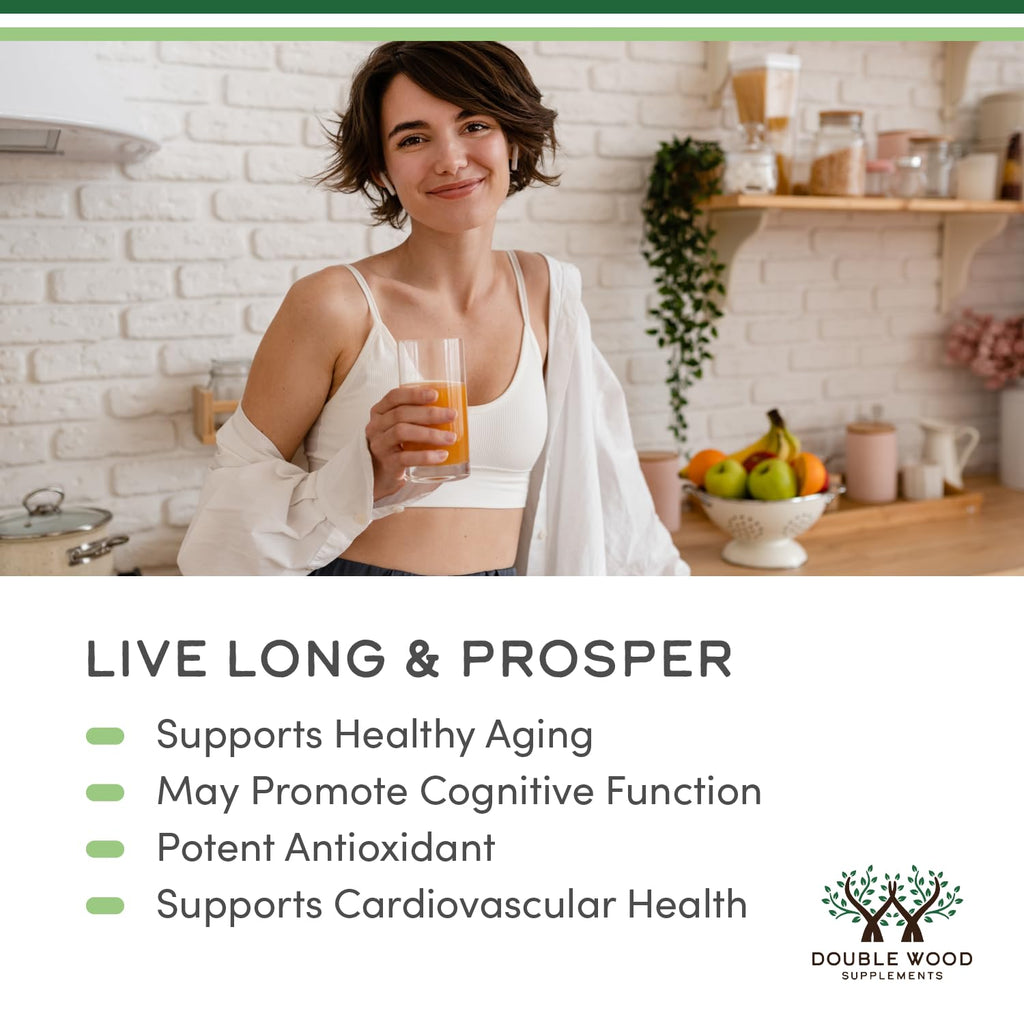 Ergothioneine Supplement (EGT) 30mg of Pure, Plant-Based L-Ergothioneine Per Capsule, 60 Count (May Support Longevity and Healthy Aging) Non-GMO, Gluten Free, Vegan Safe by Double Wood (Pack of 2)