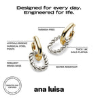 Ana Luisa Ash Double Hoop Earrings for Women - 14K Gold Plated, Silver & Two-Tone Drop Dangle Hoop Earring - Trendy Paperclip Link Huggie Hoop - Hypoallergenic, Water-Resistant & Tarnish-Free Jewelry