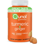 Qunol Turmeric and Ginger Gummies - Joint Support Supplement with Ultra High Absorption, 90 Count Vegan and Gluten Free Gummies