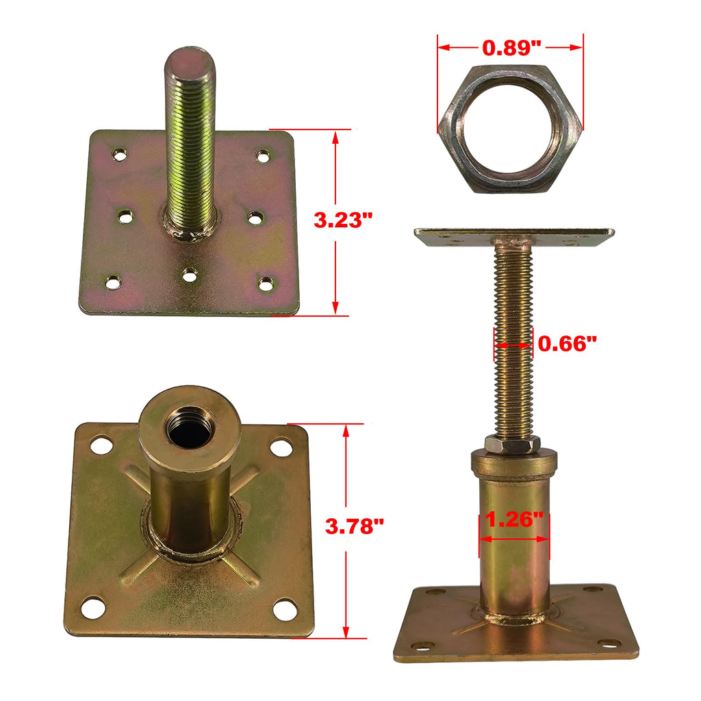 ASTAMOTOR Adjustable 4 1/3" - 7" House Floor Jacks Mini Screw Post Pole for Leveling, Galvanized, 4 Pack, AM502-2