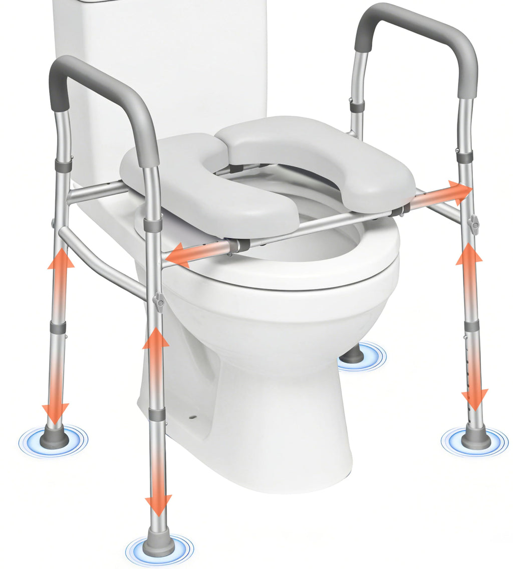Toilet Seat Riser for Seniors, FSA HSA Eligible Raised Toilet Seat with Handles, 8-Level Height & 3-Level Width Adjustment, Fits Most Body Sizes and Toilets, for Pregnant & Disabled