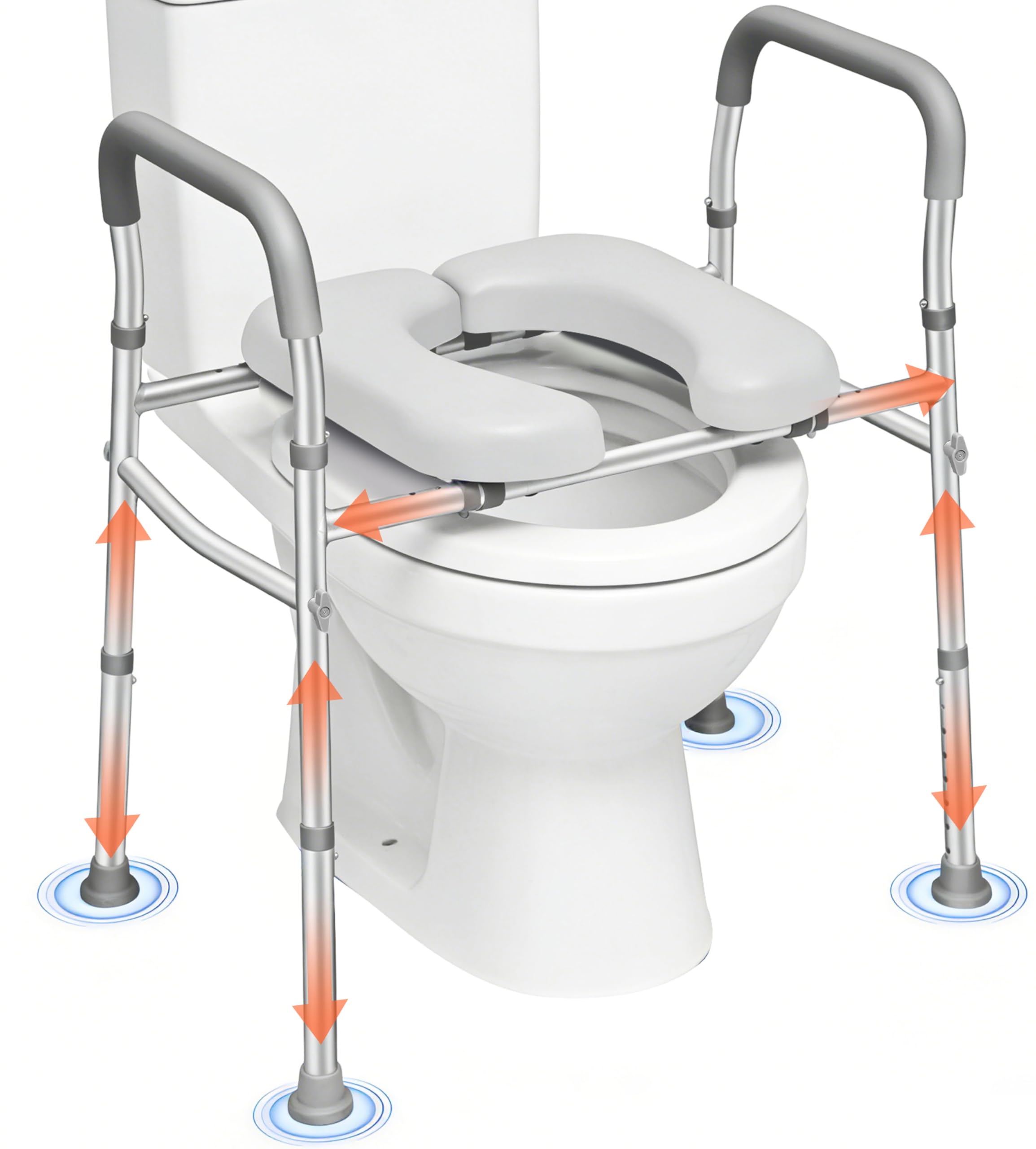 Toilet Seat Riser for Seniors, FSA HSA Eligible Raised Toilet Seat with Handles, 8-Level Height & 3-Level Width Adjustment, Fits Most Body Sizes and Toilets, for Pregnant & Disabled