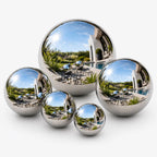 Gazing Ball Garden Mirror Outdoor, Outside Decorative Globe Silver 5Pcs Mix
