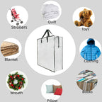 3 Pack Clear Storage Bags with Zipper and Handles, Blanket Bags For Closet Storage, Moving and Packing Supplies for College, Underbed Storage Organizer for Clothes Pillow Bedding Christmas Wreath