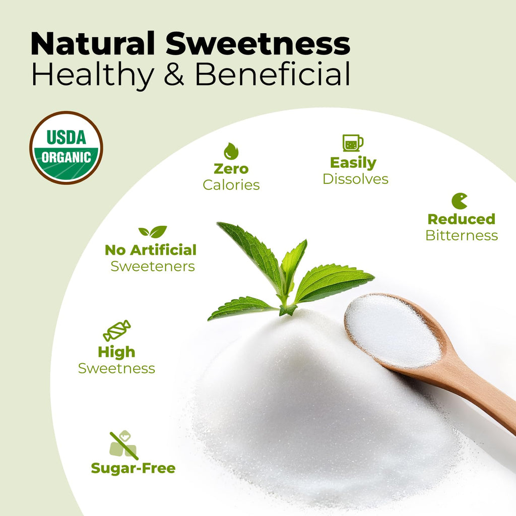 Viccoky Organic Stevia Powder 6oz (171g), Pure Stevia Extract Powder, Sugar-Free & 0 Calories, No Additives, Sugar Substitute, Natural Sweetener
