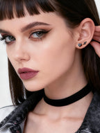ChicSilver Black Heart Earrings for Women Sterling Silver Heart stud Earrings Hypoallergenic Black Earring 7MM