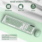 Wireless Keyboard and Mouse Combo Silent for Office and Home(Avocado Green)