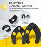 3 Pack Hydraulic Seal Installation Tools & 1266 Adjustable Gland Nut Wrench & 7463 Small Universal Gland Wrench, Hydraulic Cylinder Spanner Wrench Piston Repair Seal Kit, Farm & Construction Equipment