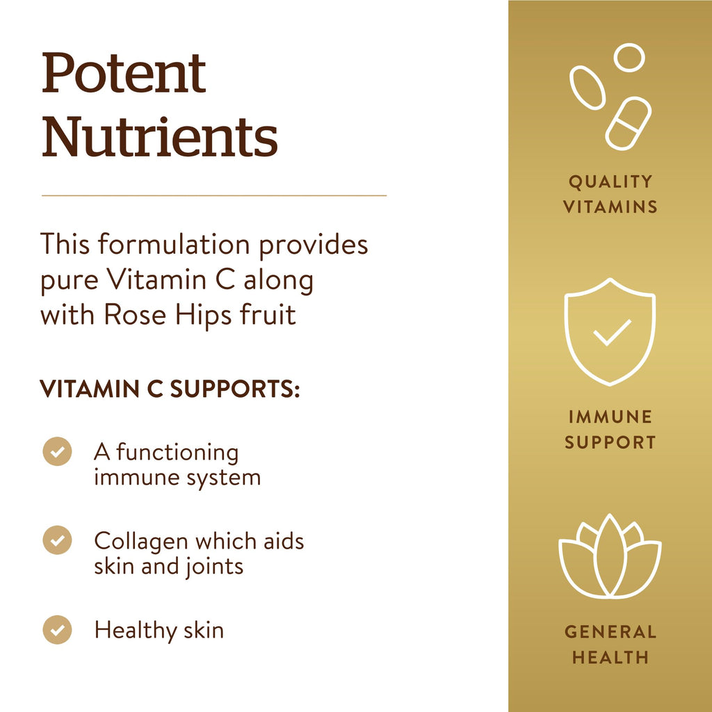 Solgar Vitamin C 1500 mg with Rose HIPS, 180 Tablets - Antioxidant & Immune Support - Overall Health - Supports Healthy Skin & Joints - Non GMO, Vegan, Gluten Free, Dairy Free, Kosher - 180 Servings