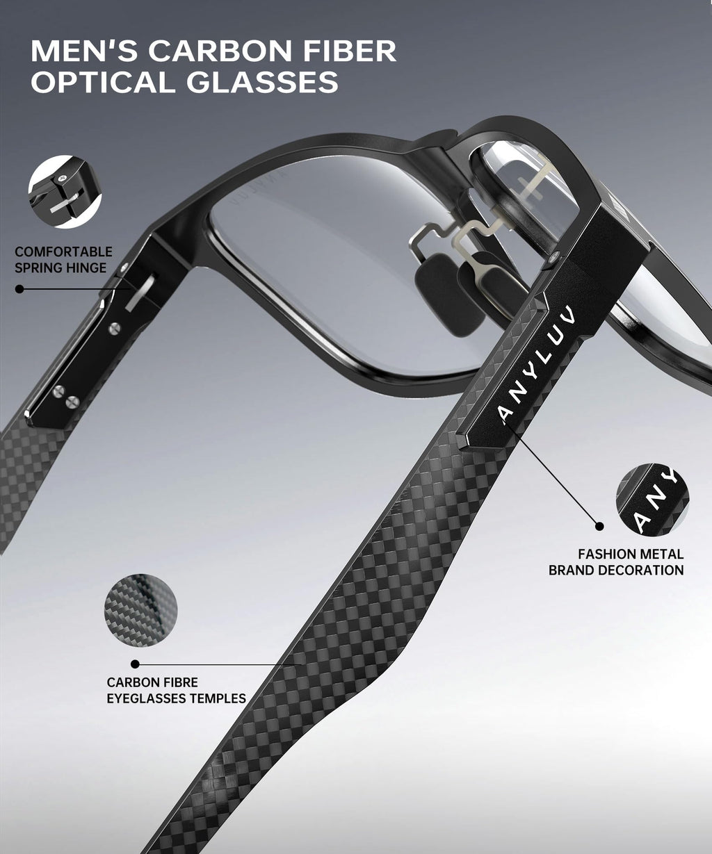 ANYLUV Blue Light Glasses Men/Women, Working Blue Light Blocking Glasses, Relieve Eyestrain-Carbon fiber Black