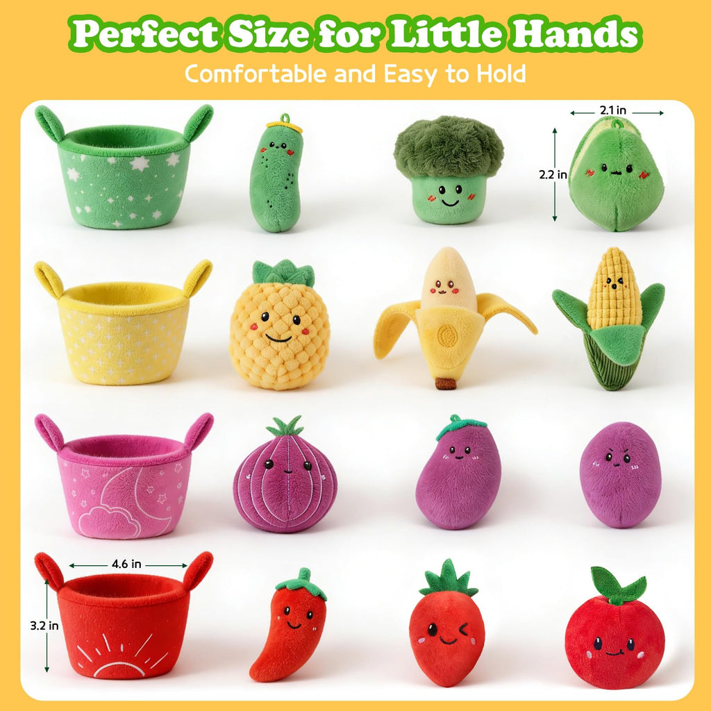 SAIMAND Baby Toys 6-12 Months,16PCS Montessori Plush Sensory Play Food Gift