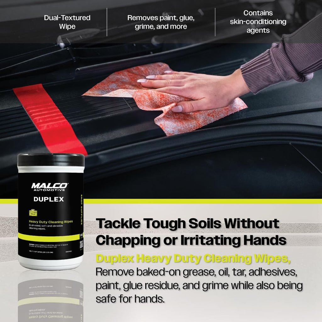 Malco Duplex Heavy Duty Cleaning Wipes for Home and Auto, 130 Wipes