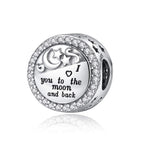 Linorui 925 Sterling Silver Charms Fit Pandora Charms Bracelet I Love You to The Moon and Back Fit Wife Mom Christmas Birthday Gift