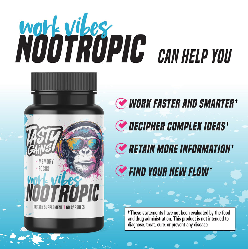 Nootropic Brain Supplement for Memory and Focus - Vitamin for Mental Health & Brain Health with L-Theanine, Rhodiola Rosea & Phosphatidylserine - Memory, Mental Clarity & Cognitive Improvement - 60 Ct