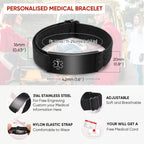 Personalized Medical Alert Bracelet for Men - Customized Elastic Strap Stainless Steel Bracelets Engraved Medic Info, Emergency Awareness Medic ID Bracelet for Allergy Diabetic Asthma Epilepsy