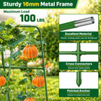 63"/5FT Heavy Duty Cucumber Trellis for Raised Beds, 16mm Metal Garden Trellis with Netting & Clips, Tall Vegetable Trellis for Tomatoes, Beans, Peas & Climbing Plants