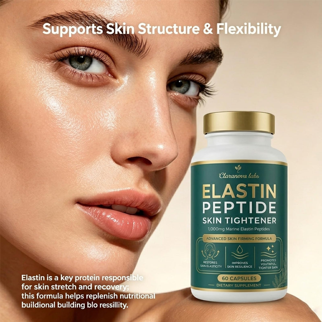Claranova Labs Elastin Peptides Skin Tightening Formula - Marine Protein Complex, Daily Nutritional Support for Skin 60 Count (1pcs, 1)