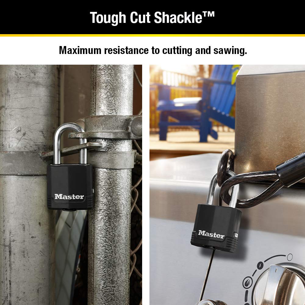 Master Lock Magnum Heavy Duty Outdoor Padlock with Key, Weather Resistant Body and Cut Safe Shackle Make Lock Perfect for Fences, Gates, Sheds, M115XKADLF, Black