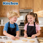 ZLEVEAYN 30 Pcs Kids Apron Bulk Adjustable Children Bib Aprons with Pockets for Girls Painting Kitchen Cooking Baking (Black, L)