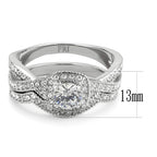 FlameReflection Stainless Steel Rings for Women Infinity Wedding Set Round CZ Cubic Zirconia Halo Engagement Bridal Jewelry Set Size 6