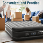 Ezyrest Air Mattress 18", Queen Air Mattress with Built in Pump, Inflatable Mattress with Soft Flocked Top and Portable Carry Bag Adjustable Blow Up Mattress for Guest, Indoor, Travel (Black)