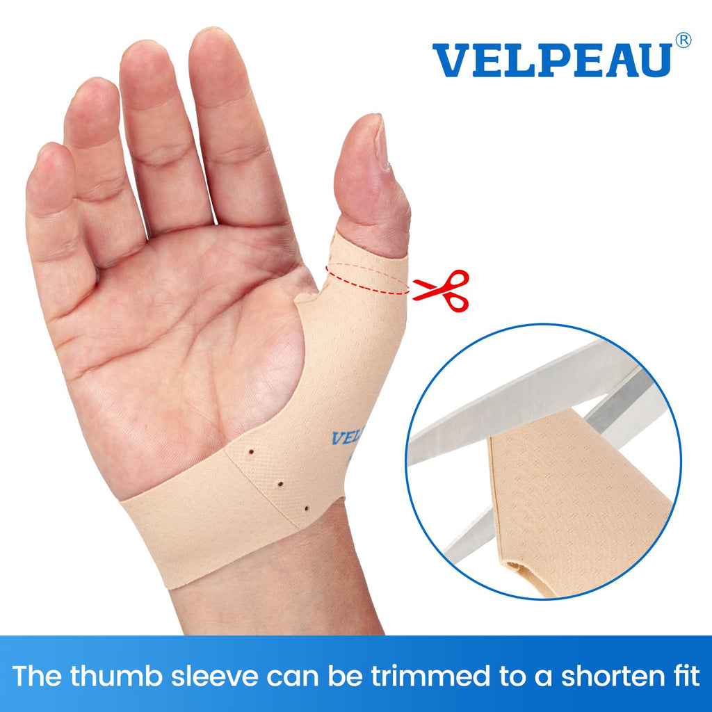 Velpeau Elastic Thumb Support Brace Layer (2 PCS) - Soft Thumb Compression Sleeve Protector for Relieving Pain, Arthritis, Joint Pain, Tendonitis, Sprains, Sports (Medium)