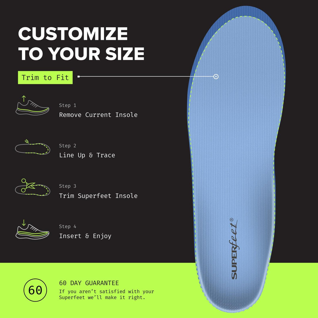 Superfeet All-Purpose Support Medium Arch Insoles (Blue) for Active Lifestyle with Medium Arch Support - Junior/Little Kid 11.5-13