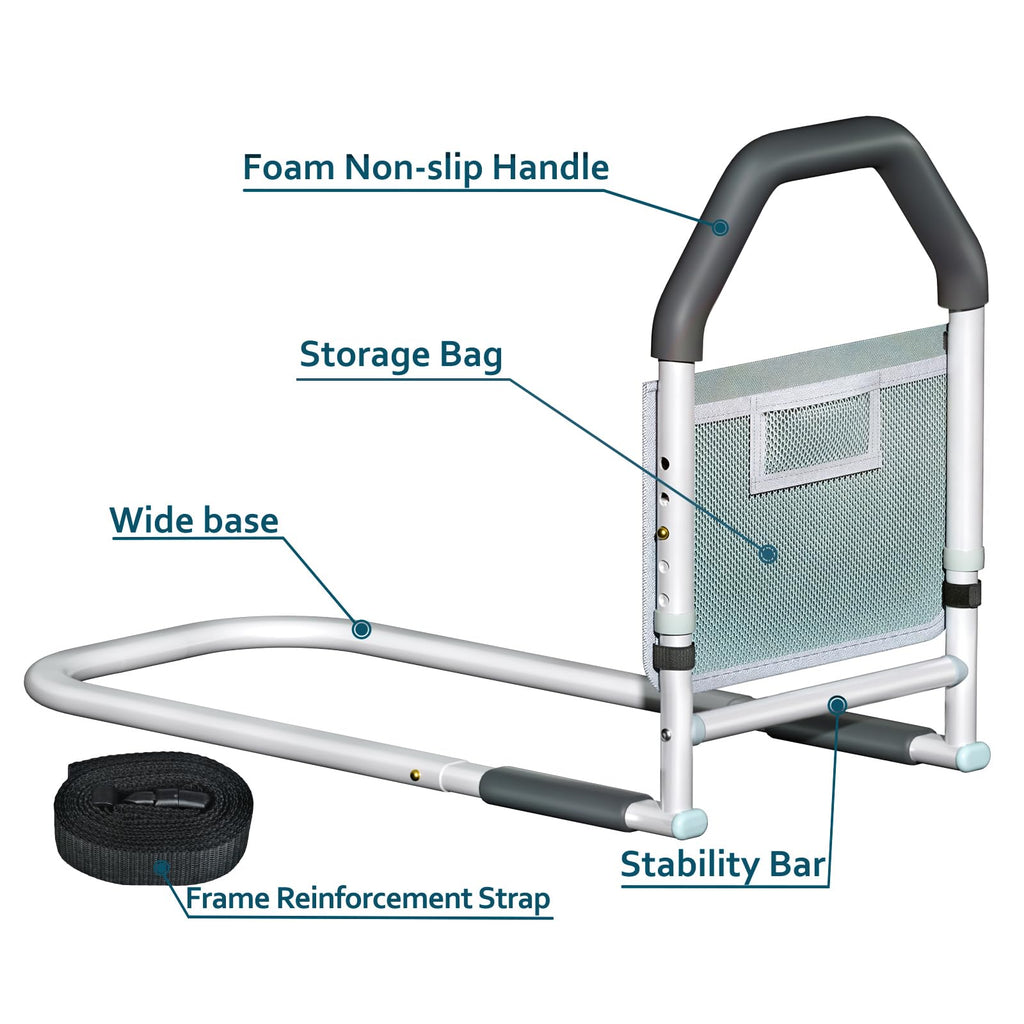 ArixMed Bed Rails for Elderly Adults Safety - with Motion Light & Storage Pocket - Adjustable Bed Assist Rails for Seniors & Patients - Fits All Beds, Tool-Free Assembly