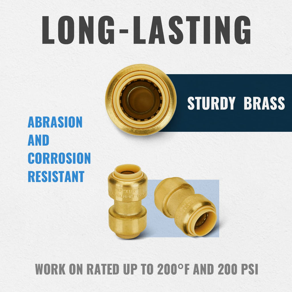 SUNGATOR 20-Pack Push Coupling Plumbing Fittings Set, Brass
