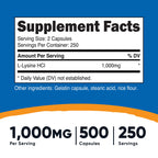 Nutricost L-Lysine 500mg (1000mg Serving), 500 Capsules (3 Bottles)