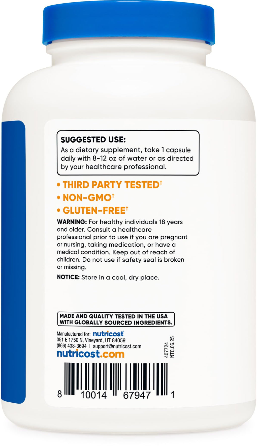 Nutricost Potassium Citrate 99mg, 500 Capsules (3 Bottles)