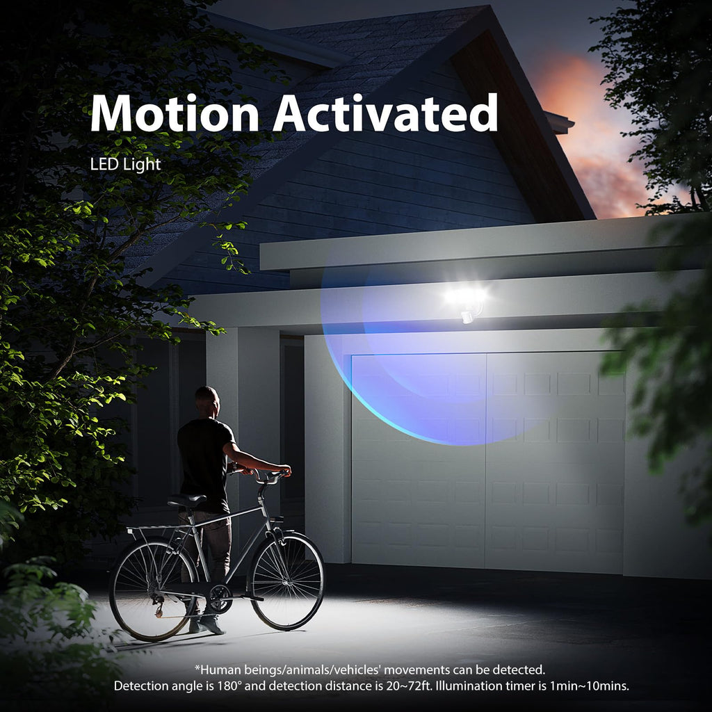 Onforu 100W LED Motion Sensor Outdoor Lights, Dusk to Dawn Flood Light Outdoor Motion Sensor, Hardwired Security Lights Floodlights Outside 11000LM 6500K Daylight IP65 Waterproof (White)